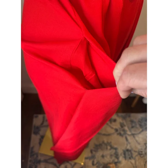 Vince Camuto NWT | Red V-Neck Tie-Shoulder Asymmetric Jumpsuit | Size S - Picture 9 of 12